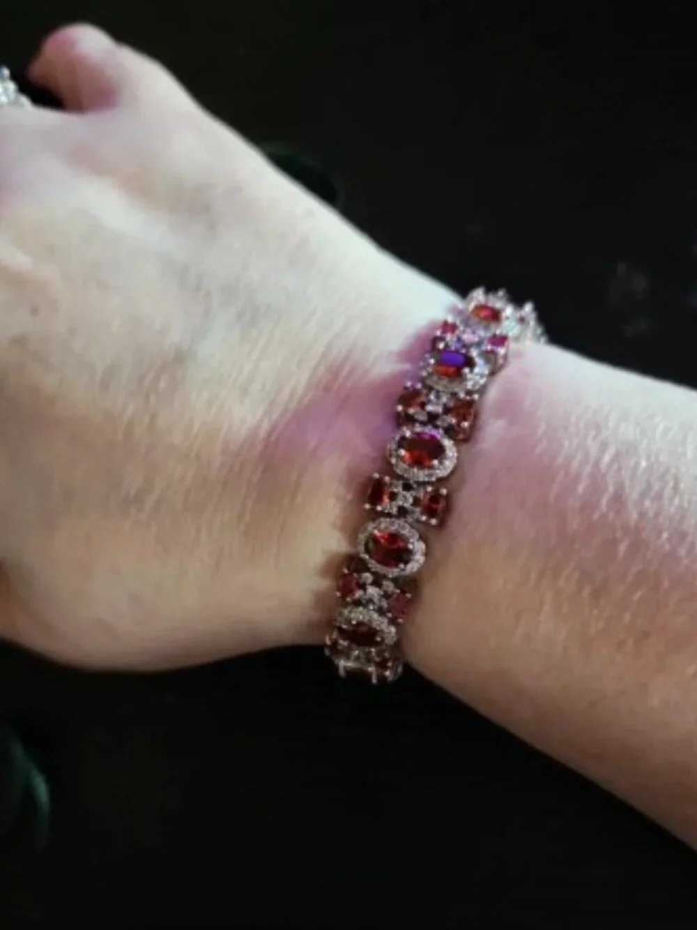 Elegant Amber Stone Tennis Bracelet with Halo Accents